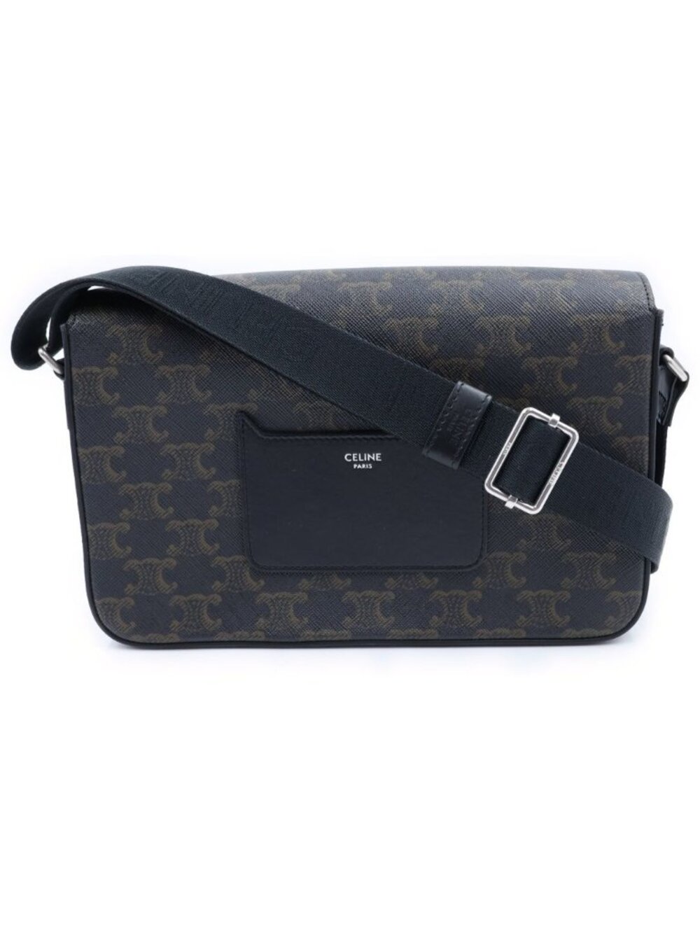 Celine Triomphe Shoulder Bag Leather Brown Black
